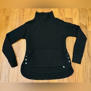 Jones New York Black Turtleneck with Button Details